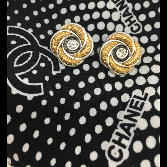 Brighton Jewelry Brighton Two Tone Swirl Crystal Clip Earrings